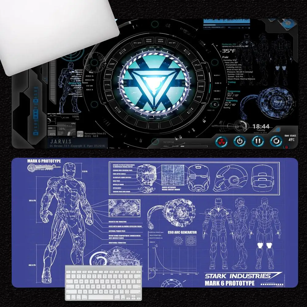 Коврик для мыши Jarvis Stark Industries MINISO, компьютерный коврик для киберспортсменов с подкладкой, игровые аксессуары, первоклассный игровой коврик для клавиатуры XXL 90