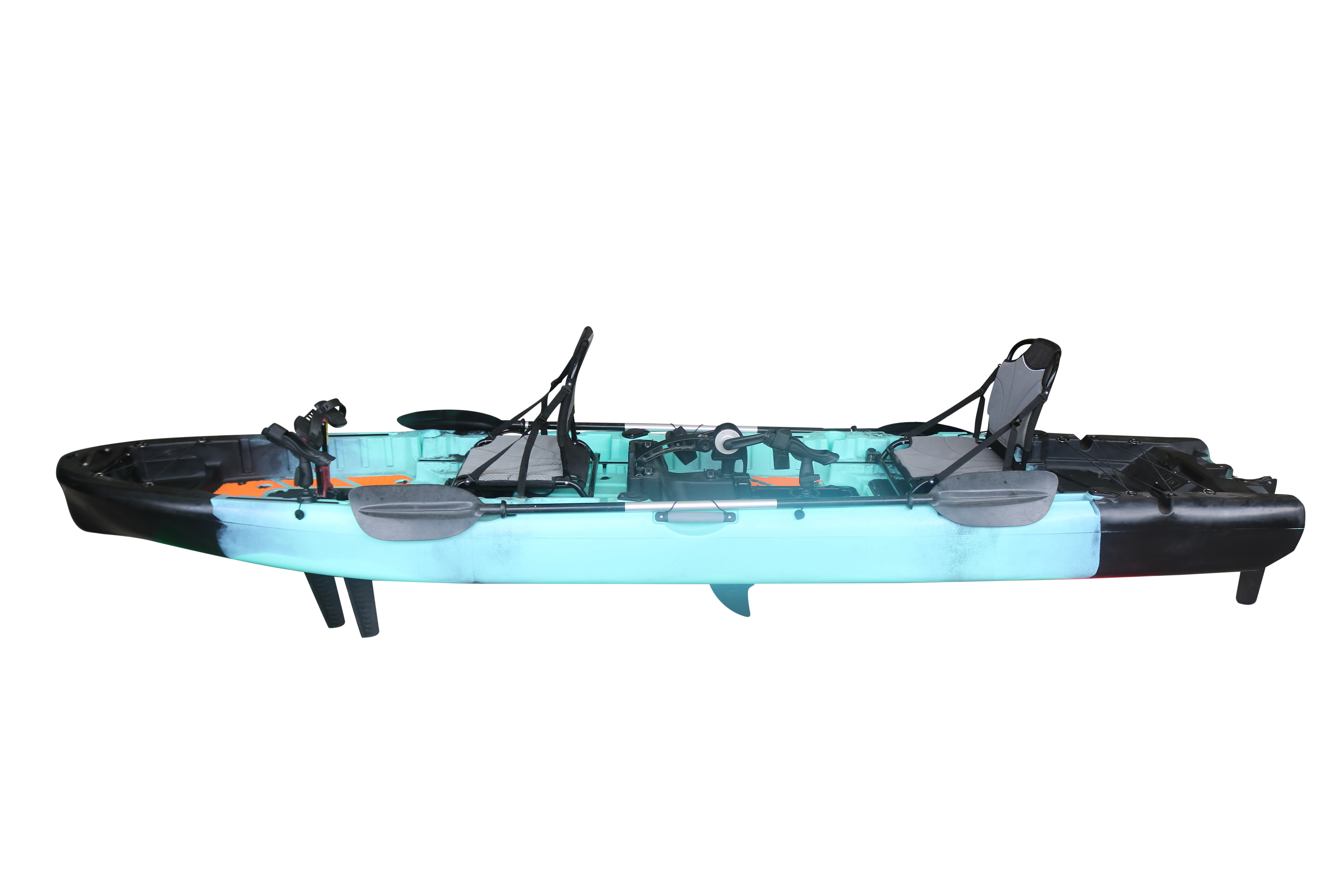 New Arrival 14FT 2-Person Pedal Kayak 4.2m Length Electric Motor Fishing Kayak HDPE Hull Material Plastic Water Sports view 3