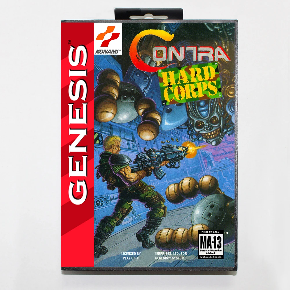 Contra Hard Corps MD Game Cartridge with USA Box for 16 Bit Sega Megadrive Genesis System