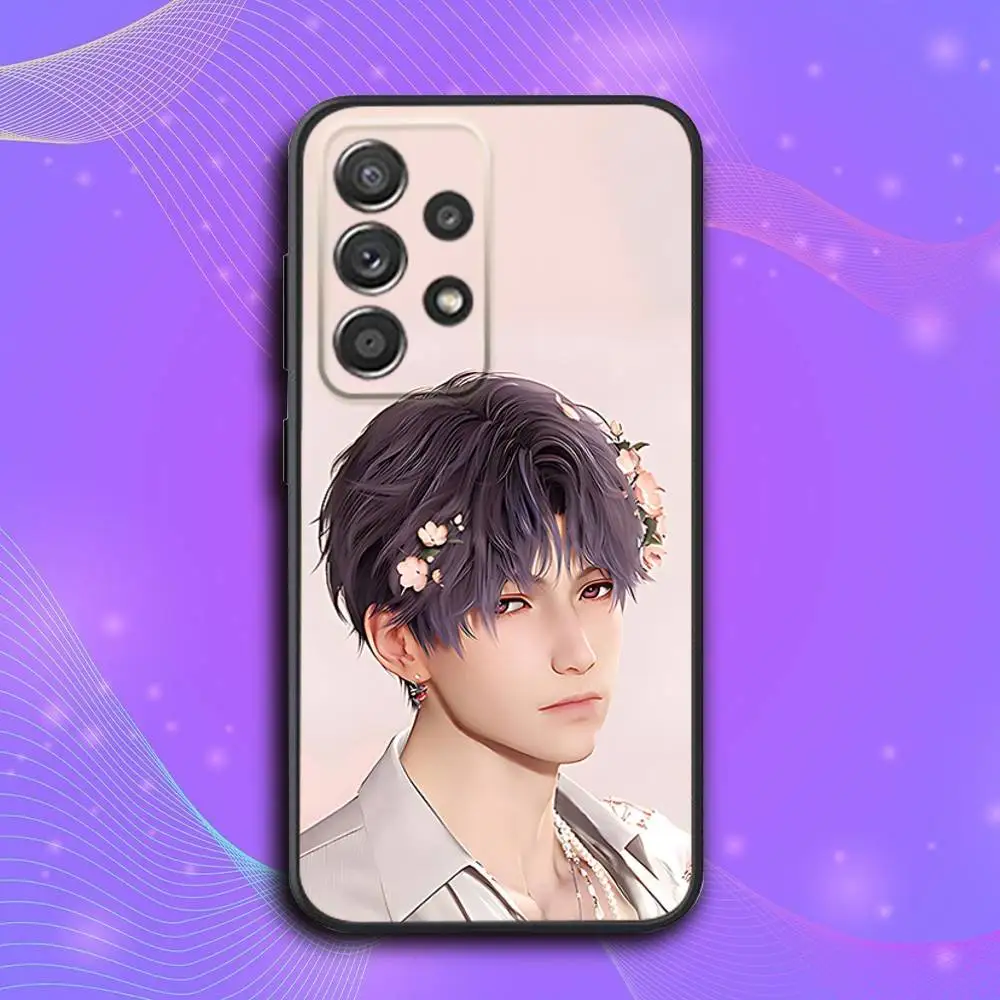 حافظة هاتف R-Rafayel Love and Deepspace لهاتف سامسونج S 25,24,23,22,30,21,10,9,Ultra,Plus,Lite,FE,4,5G حافظة سوداء ناعمة