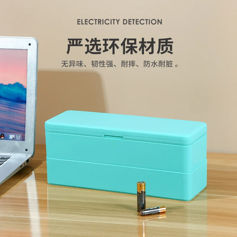 Battery Arrange Storage Box Data Cable Transparent Box Desktop Large Capacity Multi-layer Dustproof Box Three Layers Storage Bin