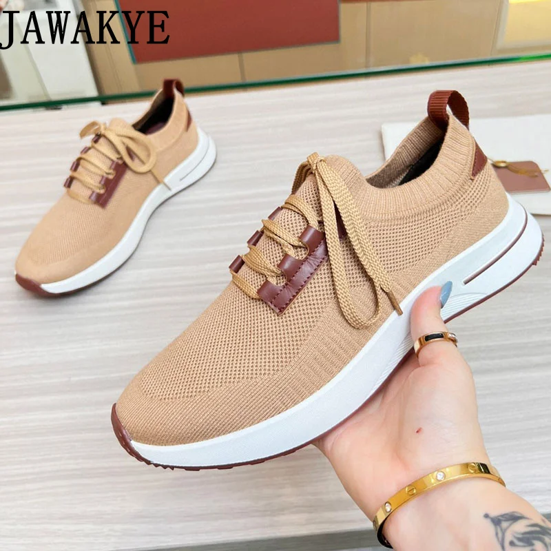 Women & Men\'s Knitted Sneakers Breathable Trendy Casual Shoes Luxury Brand Unisex Tennis Shoes Male Athletic Walking Shoes