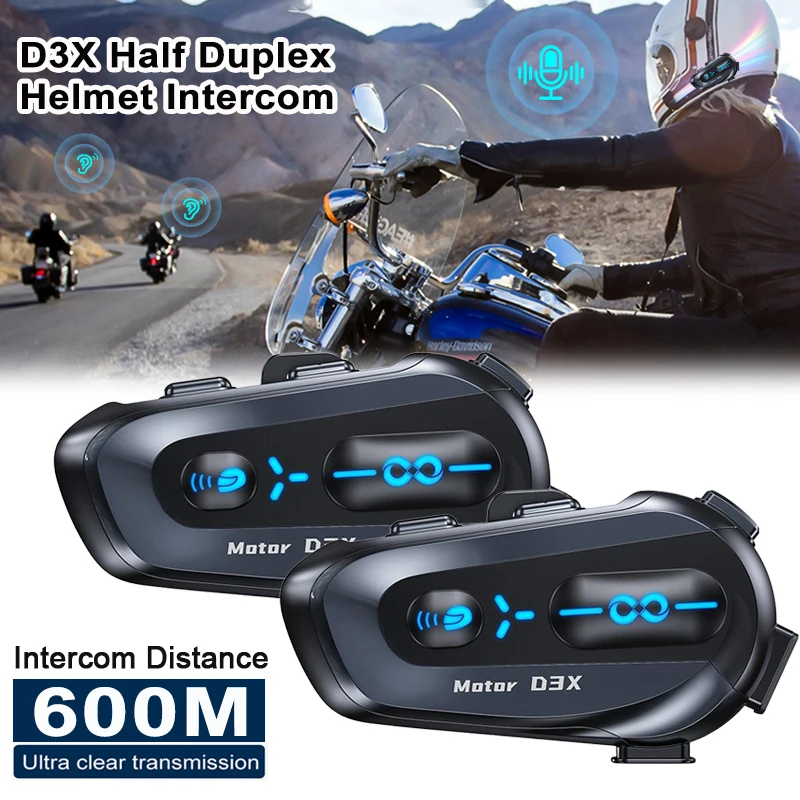 V5.4 Motorcycle Helmet Intercom 600M Half Duplex Interphone Communicator 1000mah Waterproof GPS Bluetooth Headset Waterproof