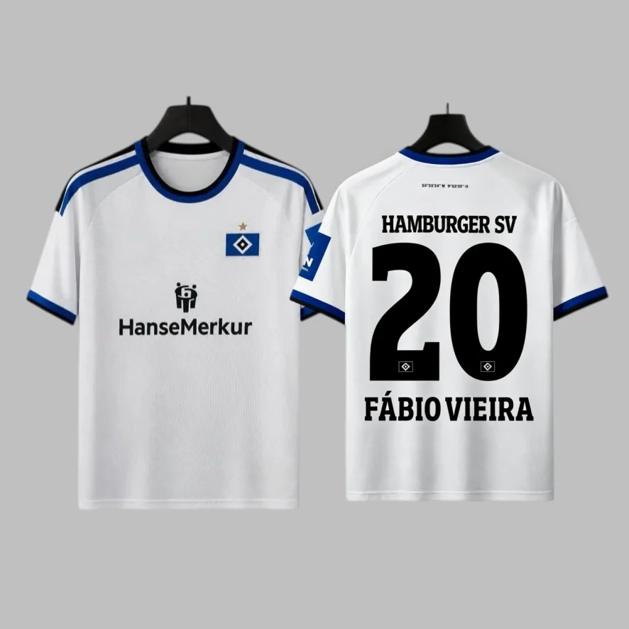2026 Hamburger Fábio Vieira # 20 Fußballtrikots, 3D-Druck Unisex Mesh Atmungsaktives Trikot, Herren Übergroßes Sommer-Schnelltrocknungs-Shirt