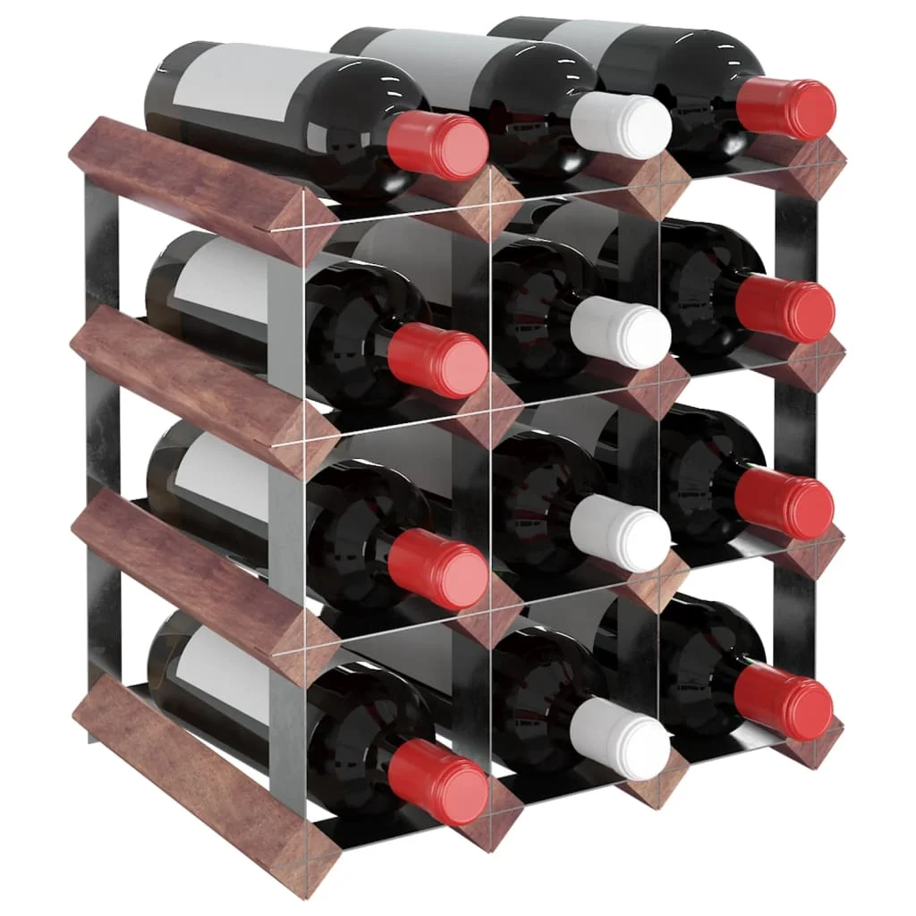 vidaXL Wine Rack for 12 Bottles Brown Solid Wood Pine  Bar utensils/baskets/racks