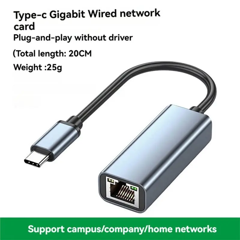 AT82-USB-C Ethernet Adapter USB PC Internet USB 1000Mbps Network Adapter RJ45 Type-C To RJ45 For Laptop/Tv Box