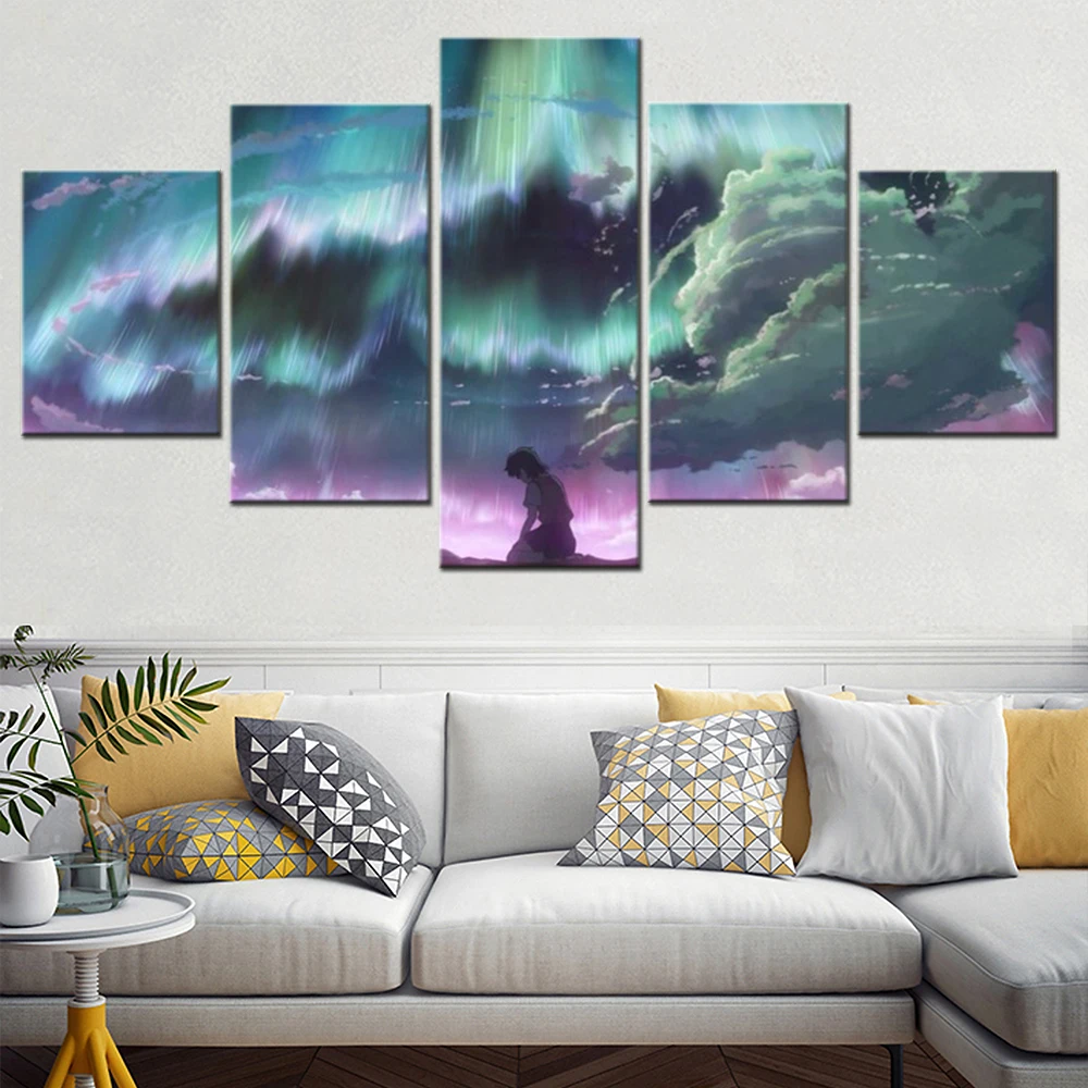 Canvas Wall Art Poster Painting Animation Children Who Chase Lost Voices Makoto Shinkai Home Decor Picture Print 5 Pieces Arts