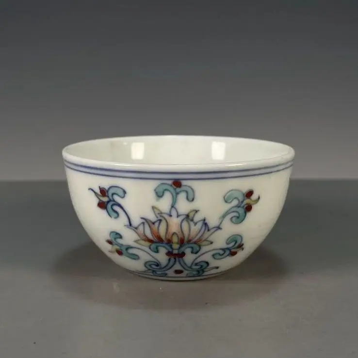 Hand-painted Doucai Thin Body Master Cup, Chinese National Trend Ceramic Ornament