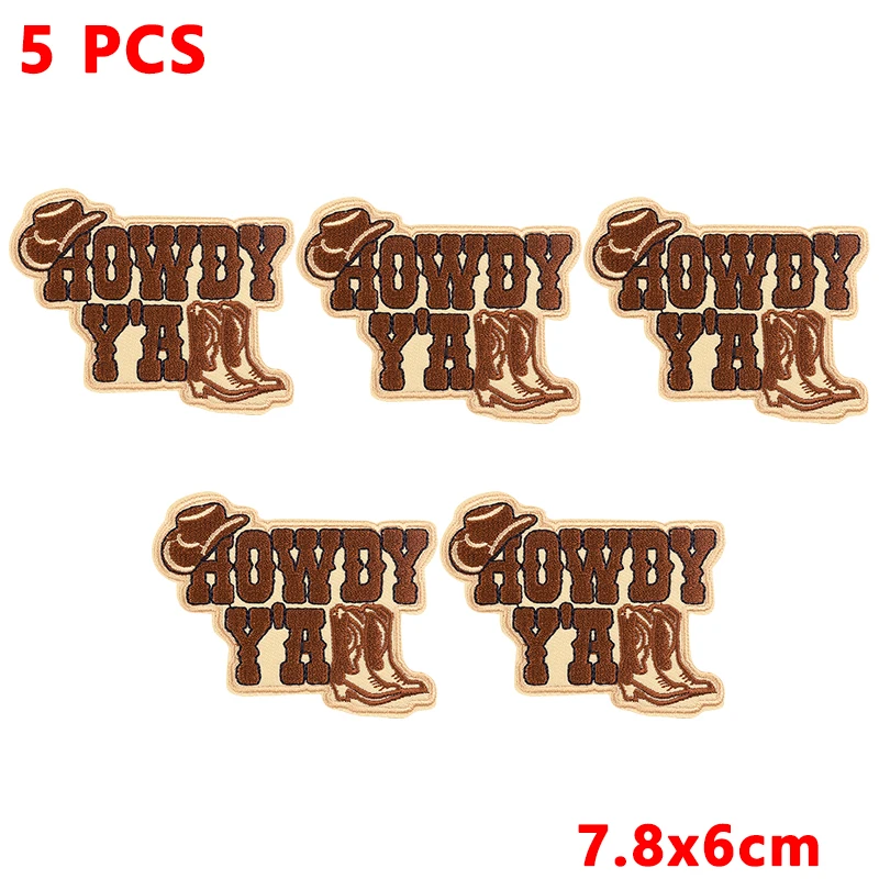 5 pcs/lot Wholesale Cowboy Hat Applique Iron On Patches On Clothes Western Cowboy Embroidered Patches For Clothing Sew Stickers