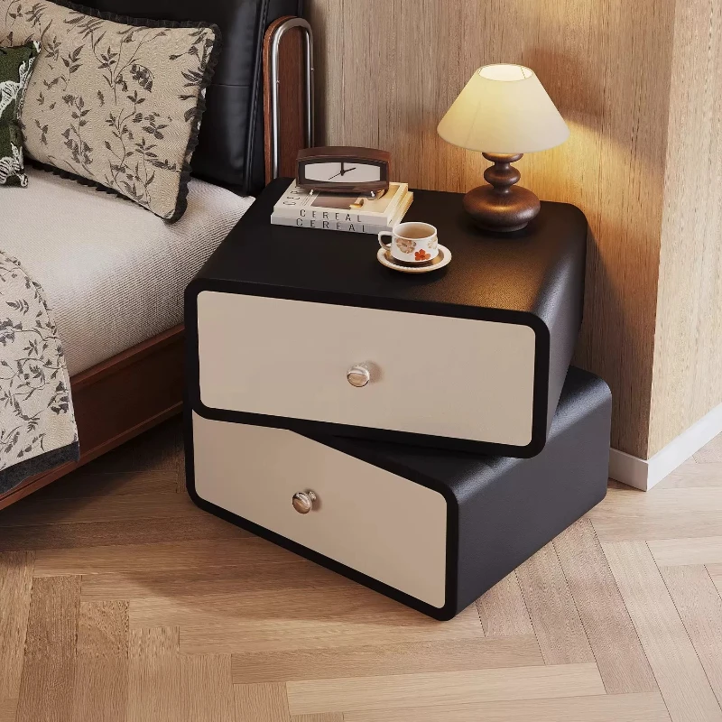 Minimalistic Elegant Bedside Tables High Black Modern Storage Nightstand Drawers Black Unique Mesitas De Noche Bedroom Furniture