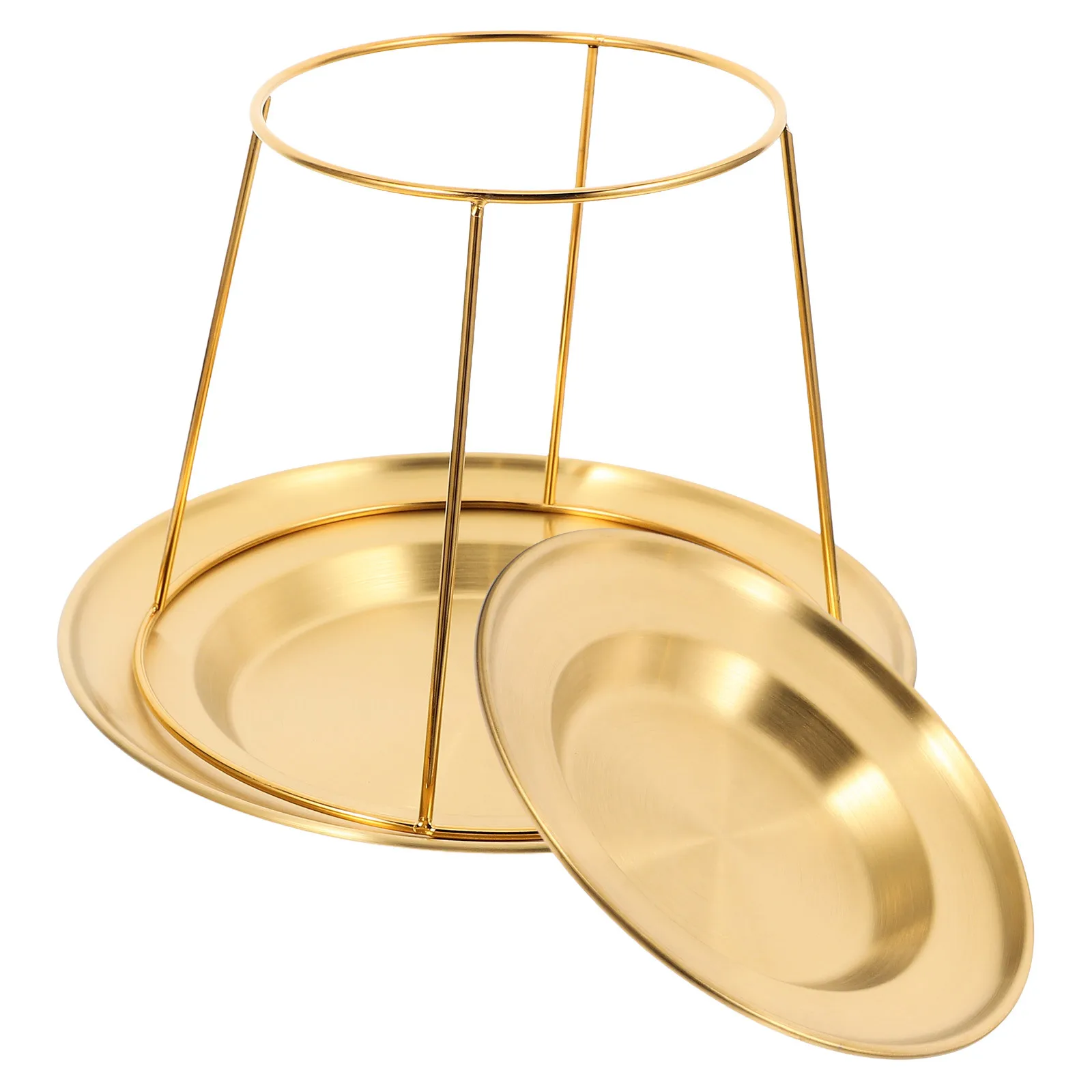 

Double Layer Stainless Steel Seafood Platter Set Gold Plates for Sushi Oyster Buffet Fruit Dessert Serving Stand Kitchen Party