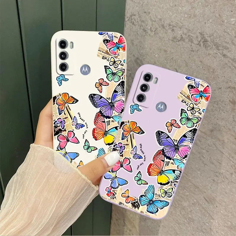 G60 Cartoon Butterfly Silicone Phone Case For Motorola Moto G84 G62 G60 G72 G52 POWER G40F G24 G60S G34 G42 G82 G54 G100 Cover