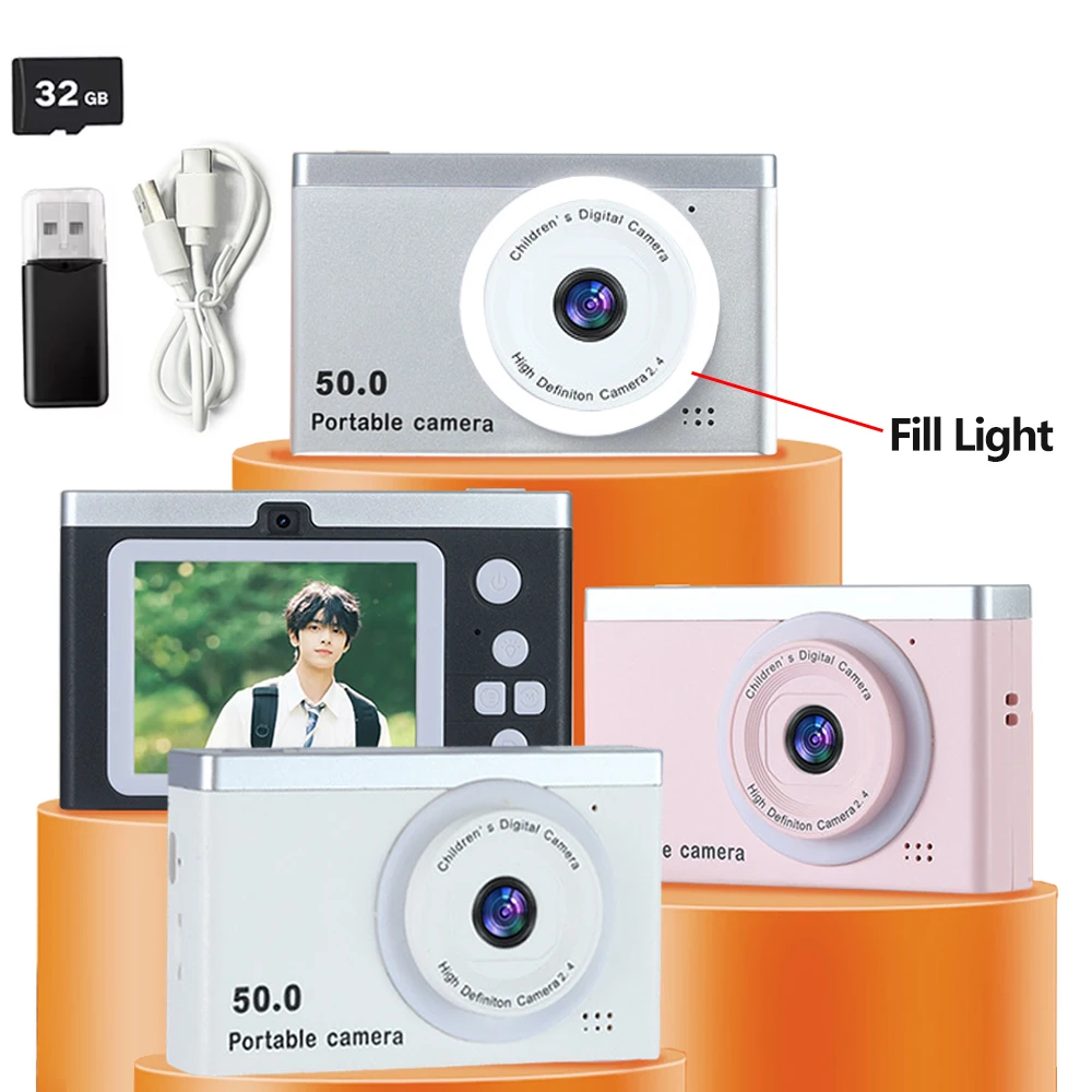 

Dual Camera Digital Camera Student Cameras Ring Fill Light Children Beginner Camera 1080P Video Recorder Girl Boy Birthday Gift