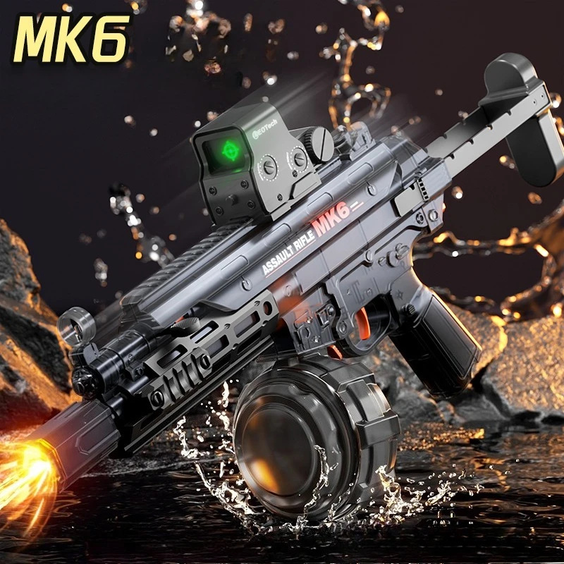 62cm Electric MK6 Model Water Gun Toy Upgraded Two Batteries Automatic Water Pistol Spray Pistol Blaster Toy for Boys Adult Gift