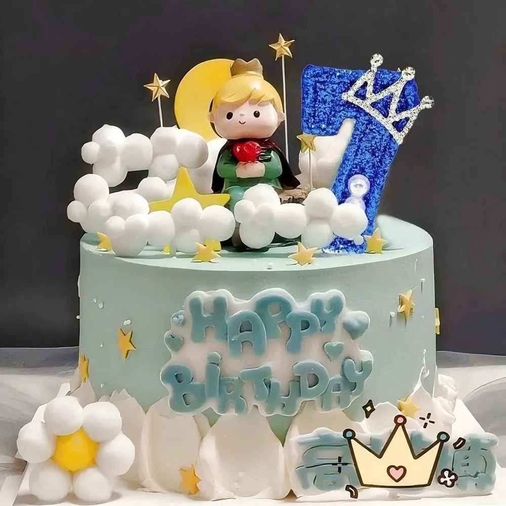 1 Stück Nummer 0–9 Geburtstagskerzen, blaue Krone, Geburtstagskuchen, große Kerze für Hochzeit, Festival, Party, Kuchendekoration