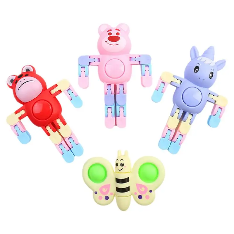 Sensory Fidget Toys Cartoon Chain Fidget Toys Transformable Fidget Spinners Fingertip Gyro Toys Deccompression Deformed Spinner