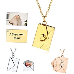 Personalized Locket Necklace for Women Love Letter Secret Message Pendant Custom Envelope Necklace with Picture Jewelry Gifts