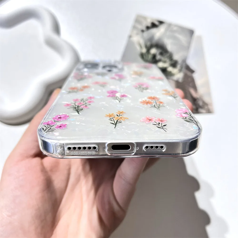 Lens Protector Flower Phone case for iphone 14 15 16 Tpu Protective Cover Quality Guaranteed Colorful Floral Mobile Cases
