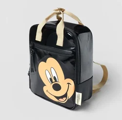 Disney Plush Backpack New Leather Cartoon Mickey mouse  Print Girl's Backpack Children's Schoolbag Black