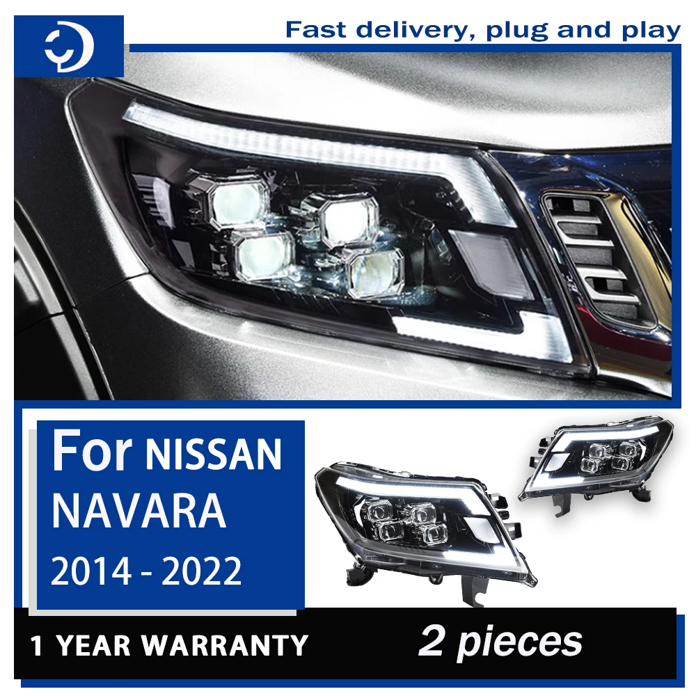 Farol de LED para Navara, Faróis, Carro Styling, DRL Signal Projector Lens, Auto Luzes Acessórios, Luzes, Head Lamp, NP300, 2014-2022