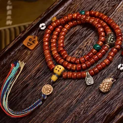 バックスリフローキャメルボーンバレルブレスレット、ブドハビーズrosary、zachmam、kazi tibetyスタイルの工芸品、マルチラップ、108個