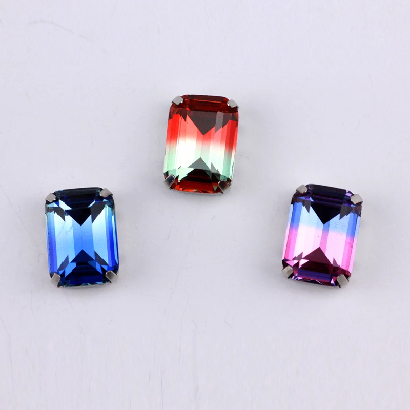 10x14mm 4627 Sew on rhinestone  claw for  K9 Crystal Tourmaline colors Thin octagon fancy stone for sewing