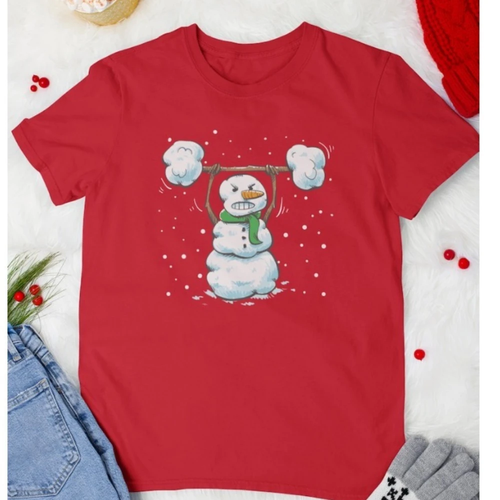 

Funny Christmas Gym T-Shirt Merry Liftmas Snowman Tees Holiday Workout Tops Gym Rat Gift Aesthetic Clothes Cotton Tops