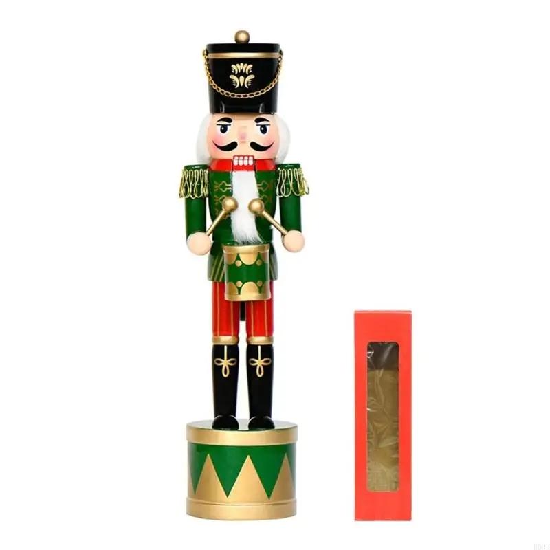 36 hölzerne Nussknacker-Trommelsoldat-Figur, Weihnachtspuppe, handbemalte Verzierung für B03E – Detail 5