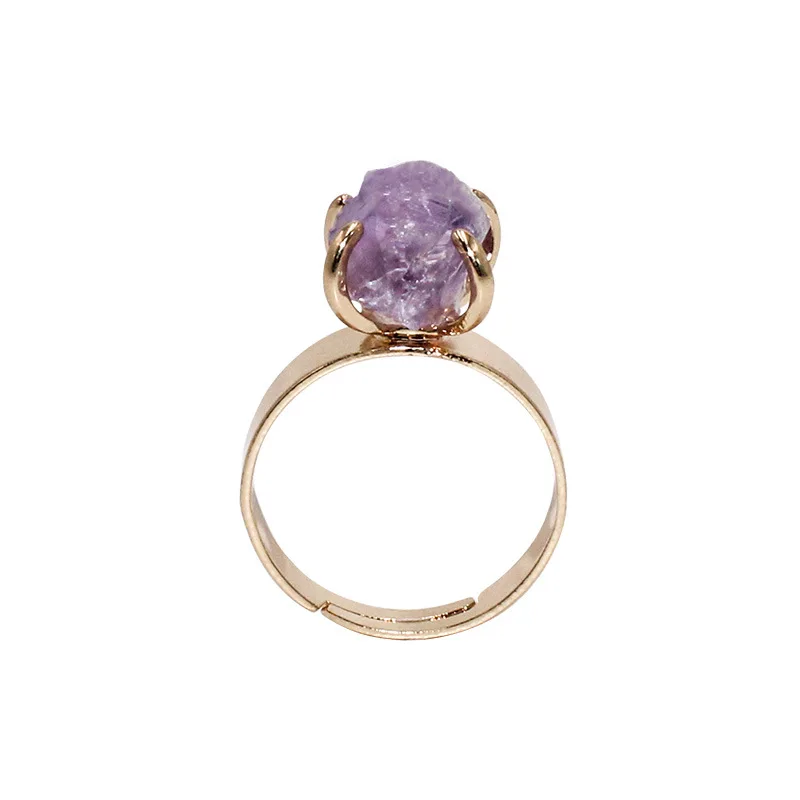 

Handmade genuine natural stone rough stone crystal ring high-end jewelry light luxury version handmade factory direct sales