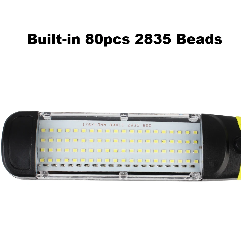 80 LED Beads Portable Universal Spotlights Super Bright Work Lamp With Switch/Hook/Magnet Driving Lamp Wireless 6500K 40W