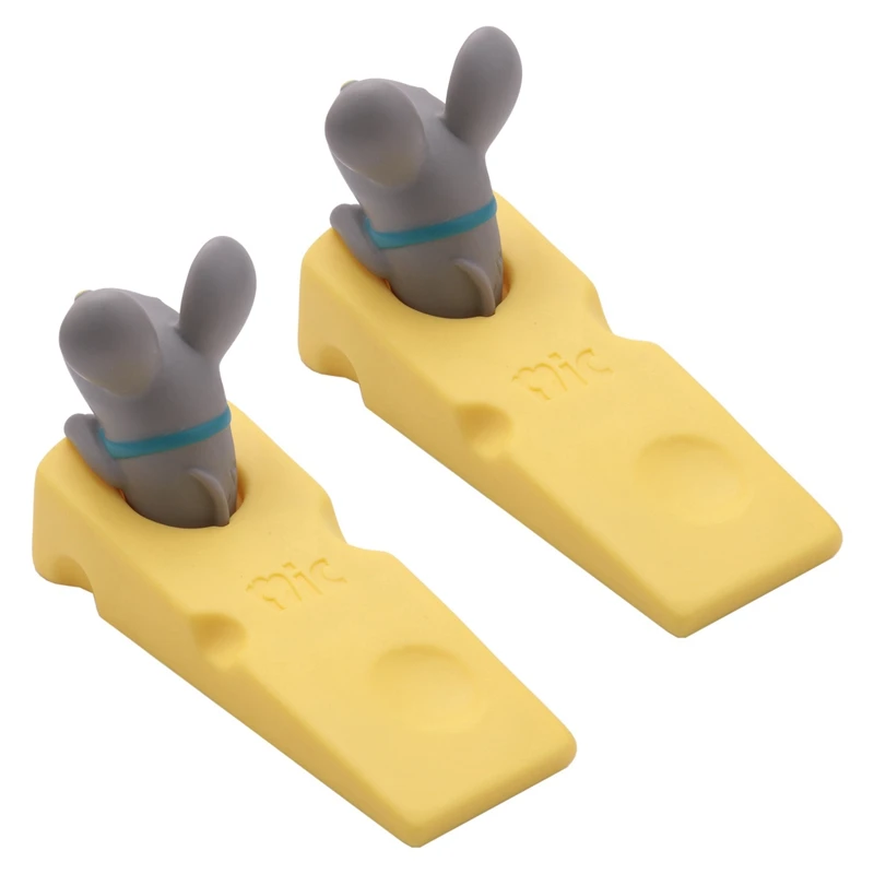 2X Cute Door Stops Cartoon Creative Silicone Door Stopper Holder Toys For Children Baby Home Furniture Hardware-Gray