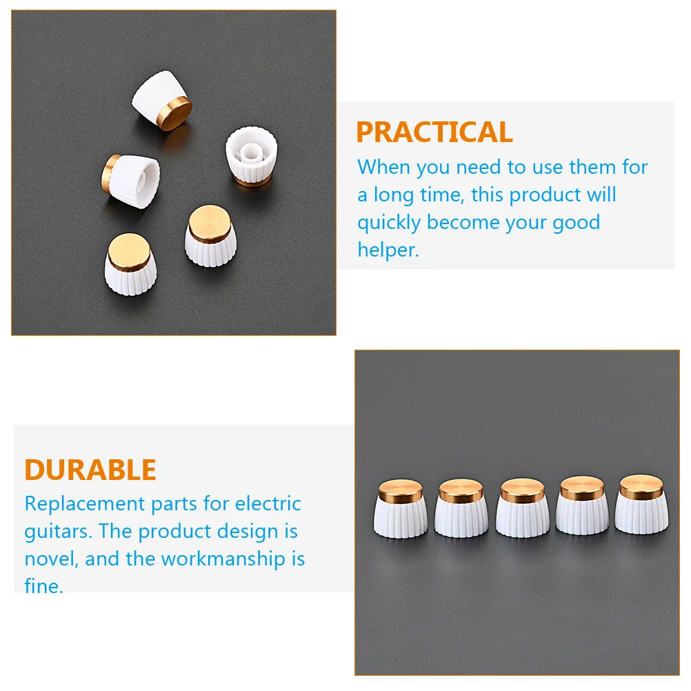 

5 Pcs Speaker Guitar Audio Knob Accessories Accessory Volume Tone Control Caps Potentiometer Knobs Professional Golden for