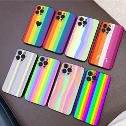 Colorful Rainbow Stripe Phone Case Silicone Soft for iphone 16 15 14 13 12 11 Pro Mini XS MAX Plus X Cover
