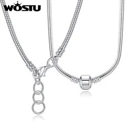 Hot Sale Authentic 45CM Silver Plated Snake Chain Necklace Fit Original Pendant Charms Beads For Women Fashion Jewelry