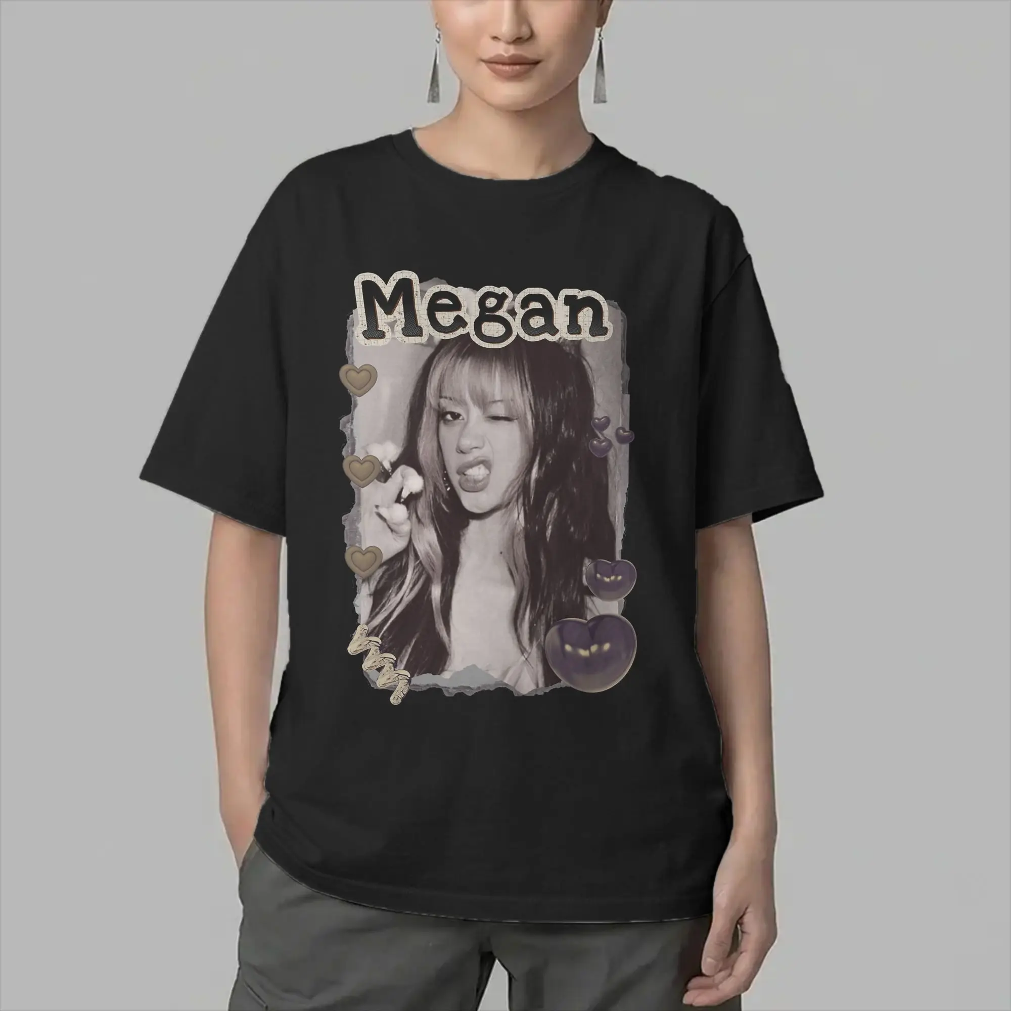 Men's Megan Katseyes Kpop Girl Group T Shirts  Cotton Clothing Humor Short Sleeve Crewneck Tees New Arrival T-Shirt