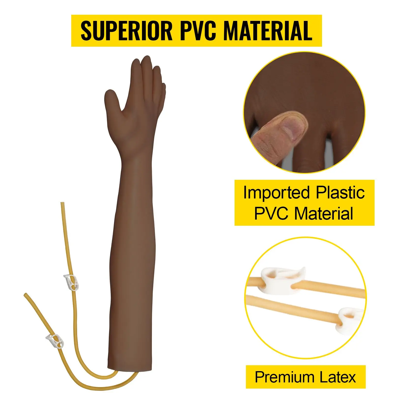 Phlebotomy Practice Kit, Dark Skin IV Venipuncture Learning Arm with Infusion Stand for Nurse, Medical Students