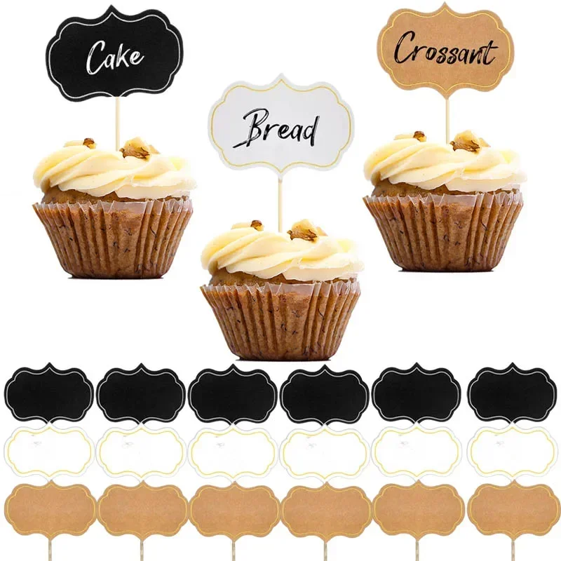 24/50pcs Blank Blackboard Paperboard Message Card Mini Food Tags For Cake Cupcake Dessert Party Buffet Labels Baking Accessories