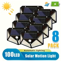 1-4PCS Solar LED Wall Light,100 LED Outdoor Motion Sensor Lights Waterproof Solar Wall Lamp for Garden Fence Yard Pathway Stairs