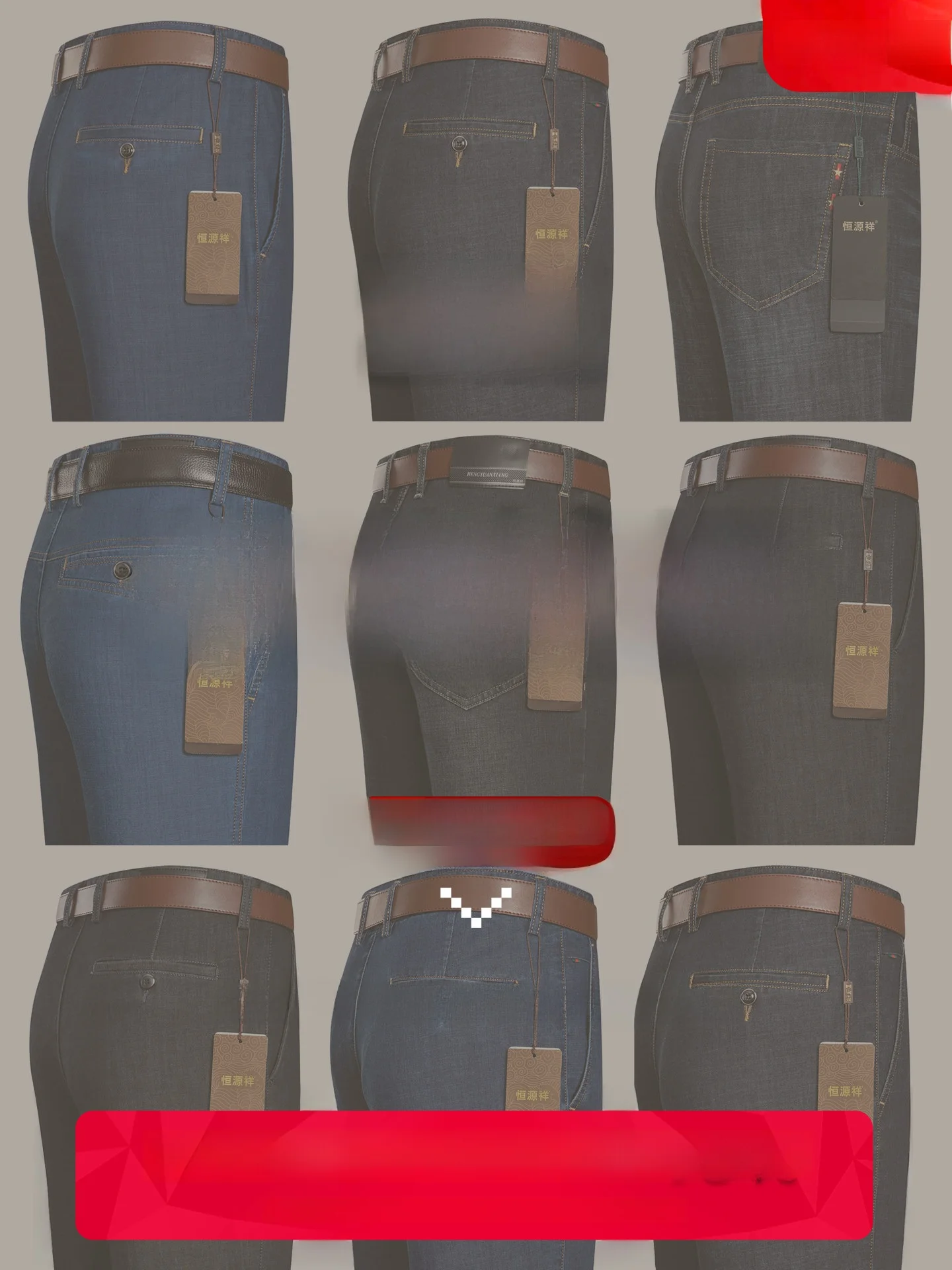 Casual Dad Jeans Mid-aged Men's Loose Straight Leg Casual Versatile Blue Jeans High Waist Zipper Closure Autumn Spring Wear