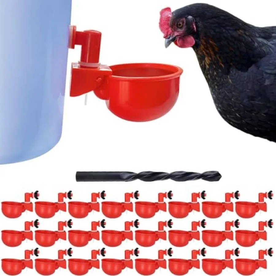 

Chicken Waterer Cups Automatic Large Chicken Water Feeder for Chicks, Quails, Goose, Bunny and Birds Poultry Waterer - BPA Free