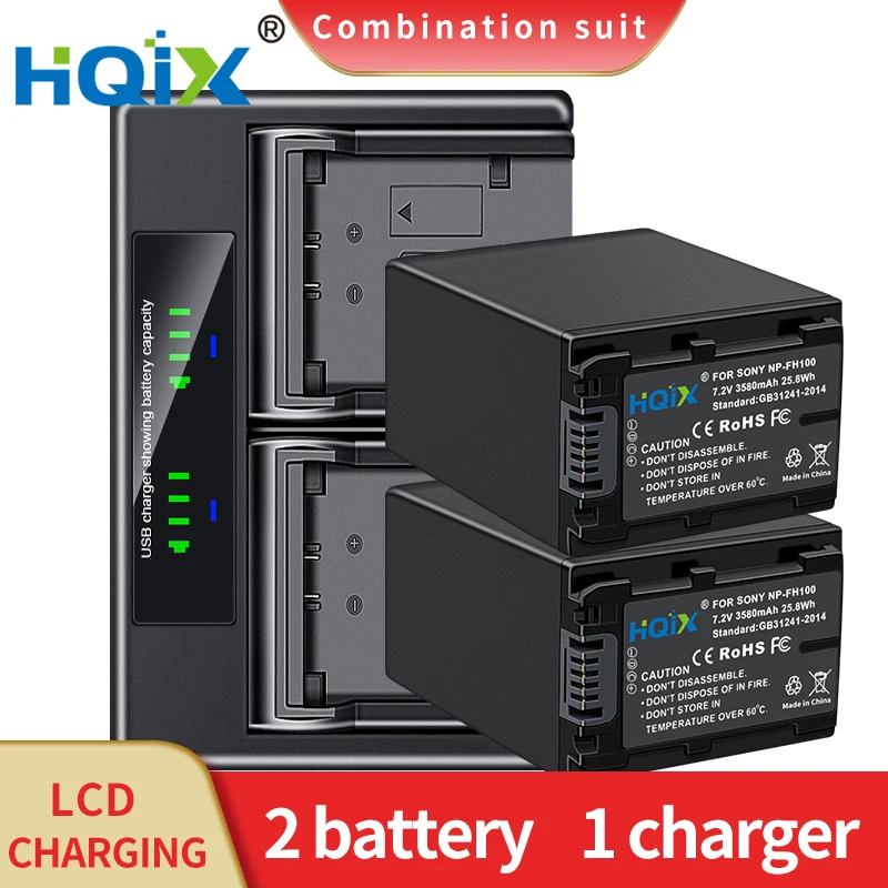 

HQIX for Sony HDR-HC52 HC54 HC7 HC9 UX5 UX7 UX10 UX20 CX12 CX500 XR500 XR520 XR100 XR200 Camera NP-FH100 Dual Charger Battery