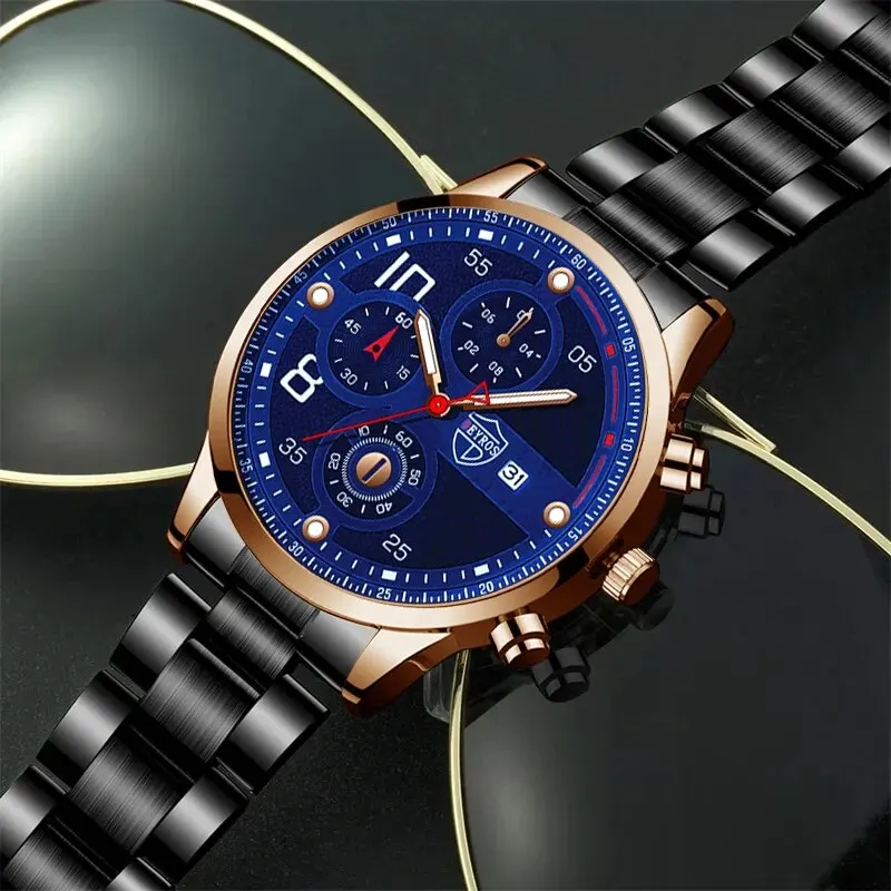 Luxury Fashion Mens Calendar Watches Men Business Watch Male Stainless Steel Quartz Wrist Watch Calendar Luminous Clock