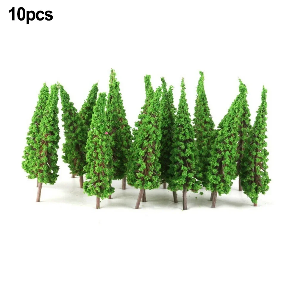 10Pcs Pine Trees 1:25 Modelo Train Railway Building Modelo Árvore 3 Verdes Diferentes Para Escala OO Railroad Layout Diorama Wargame