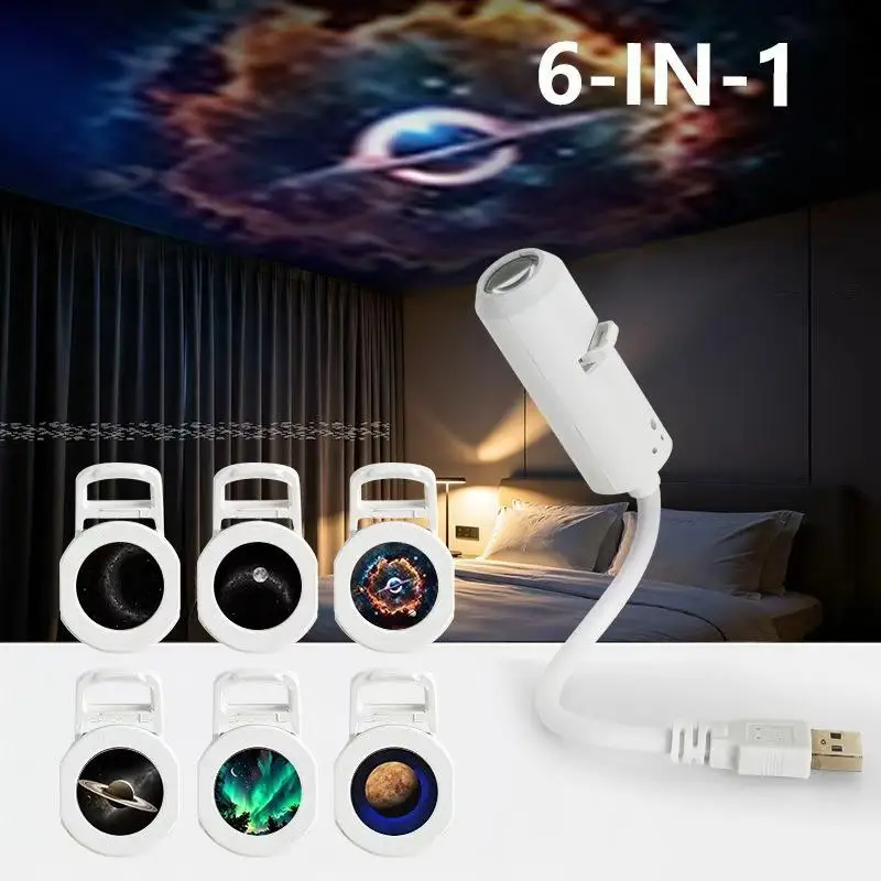 USB Starry Sky Projector Lamp 360° Rotatable Flexible Hose Low Power Consumption Light for Camping Tent Decor