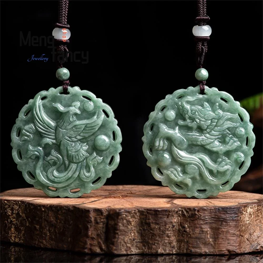 

Natural A-goods Jadeite Dragon Phoenix Couple Jade Pendant Exquisite Handicraft Best Selling Fashion Luxury Jewelry Holiday Gift