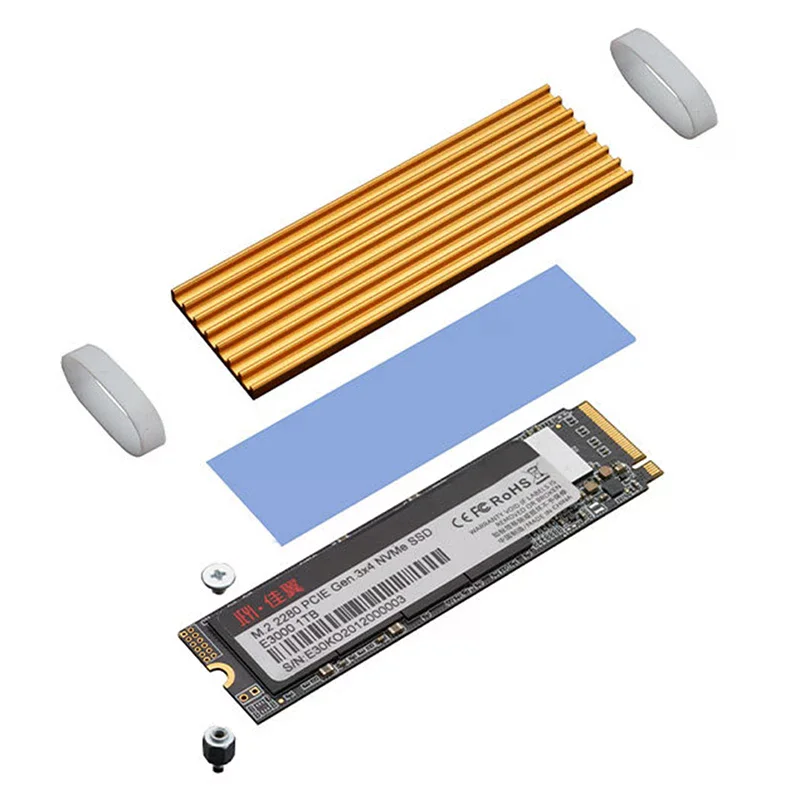 Prevent NVMe Throttling! M.2 SSD Heat Sink Aluminum Heatsink Cooler, Thermal Cooling Pad For NGFF 2280 Drives
