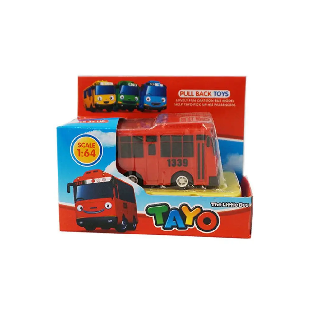 Plastic Cadeaus Kleine Verjaardagsspeeltjes Tayo Bus Auto Mini Pull Back Bus Modelbussen