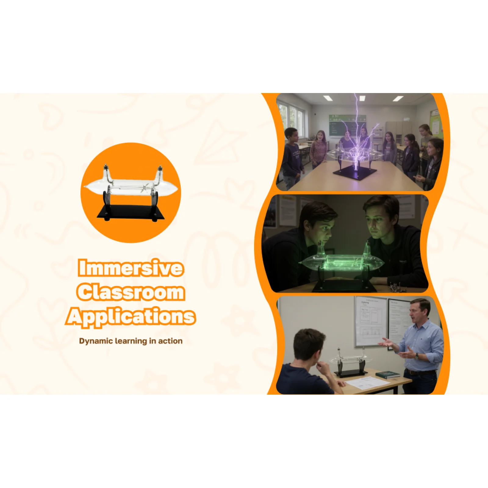 Equipamento de ensino de física tubo de raio cátodo efeito magnético mecanismo de vidro relógio de tubo para aprendizagem de estudantes