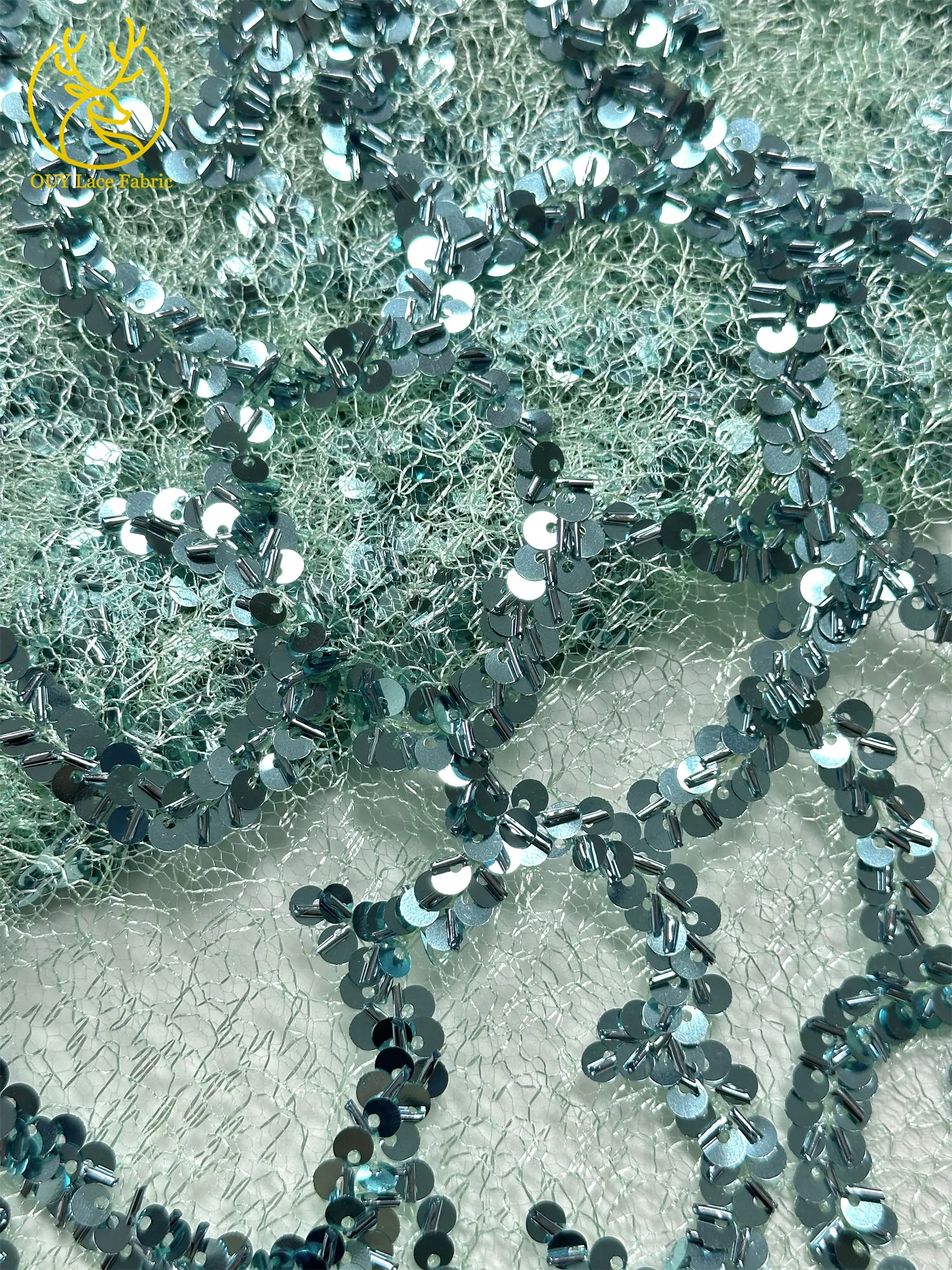 Großhandel Französischer Spitzenstoff 2026 Hochwertiger afrikanischer nigerianischer Pailletten-Spitzenstoff, geeignet für Partykleid-Nähmaterial – Detail 16