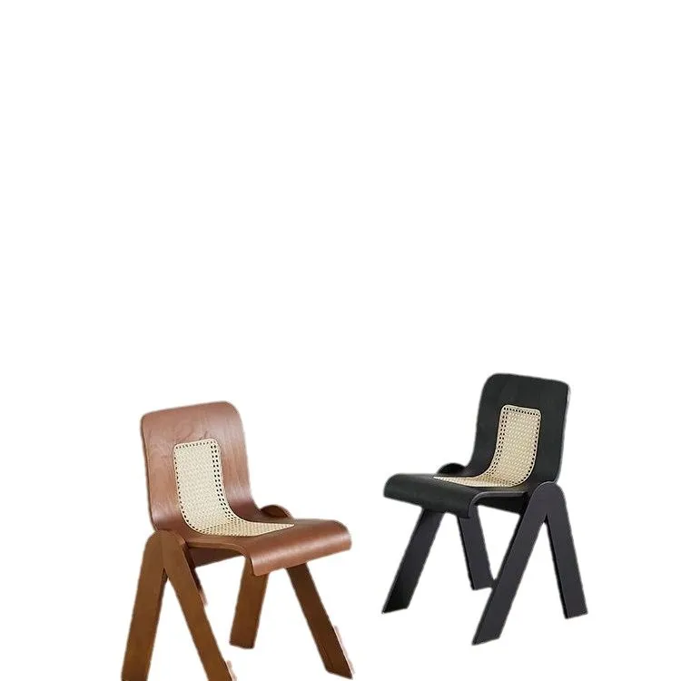 

Designer Medieval Retro Light Luxury Rattan Bedroom Home Creative French Solid Wood Backrest Dining Chair Chair